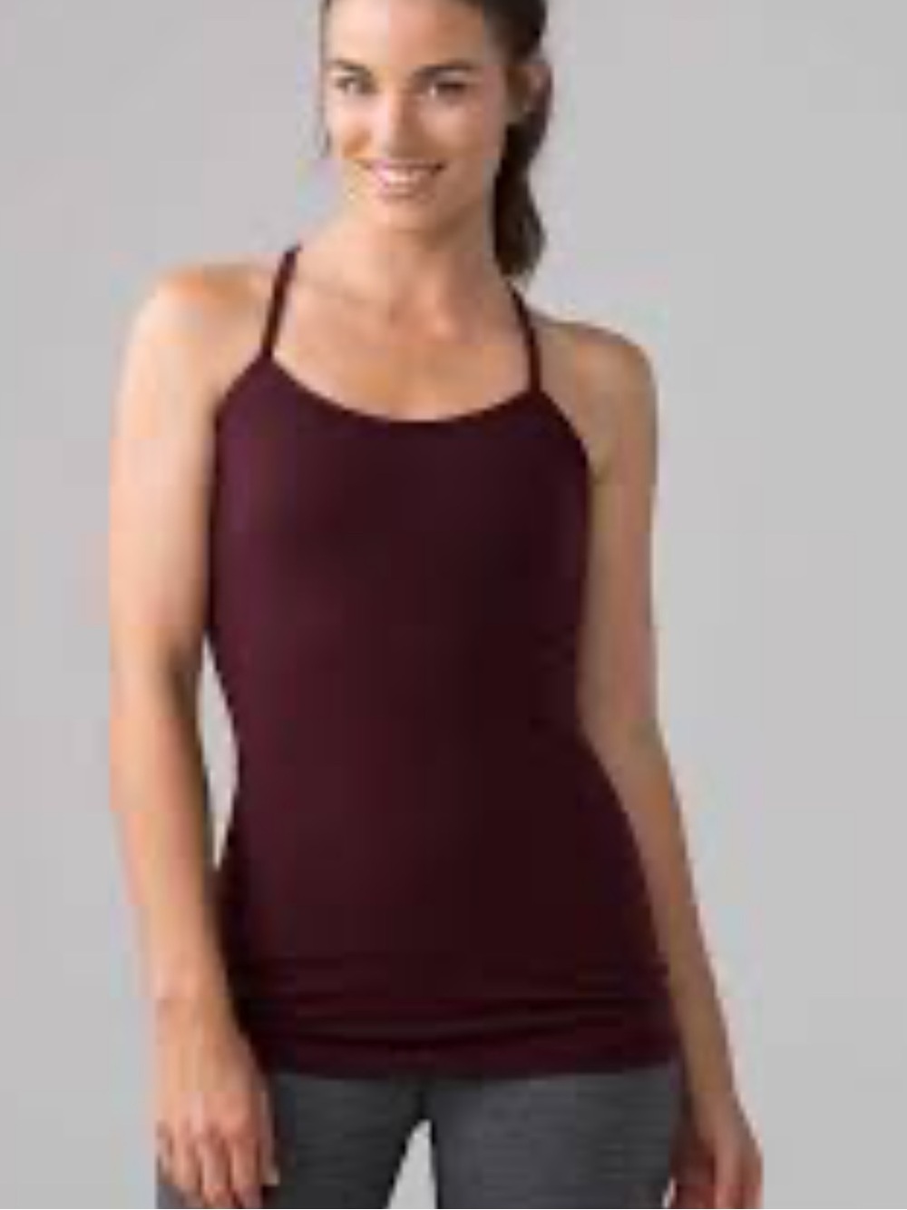 Lululemon Power Y Tank Bordeaux Drama Racer back size 10